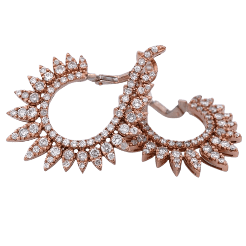 Boucles d'oreilles Boucles d’oreilles créoles pavées en or rose 18k et diamants 58 Facettes OR204