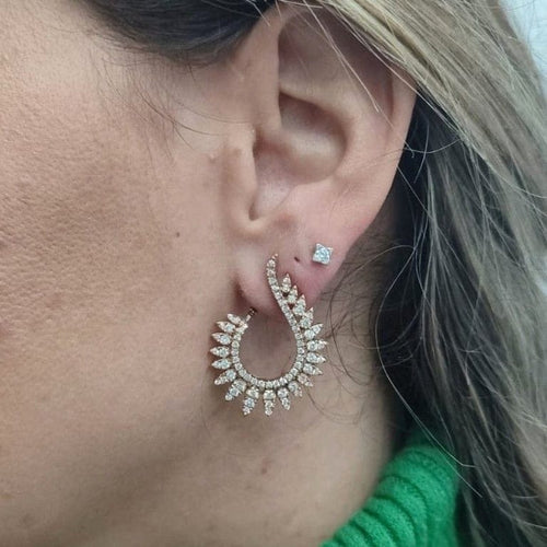 Boucles d'oreilles Boucles d’oreilles créoles pavées en or rose 18k et diamants 58 Facettes OR204