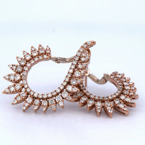 Boucles d'oreilles Boucles d’oreilles créoles pavées en or rose 18k et diamants 58 Facettes OR204