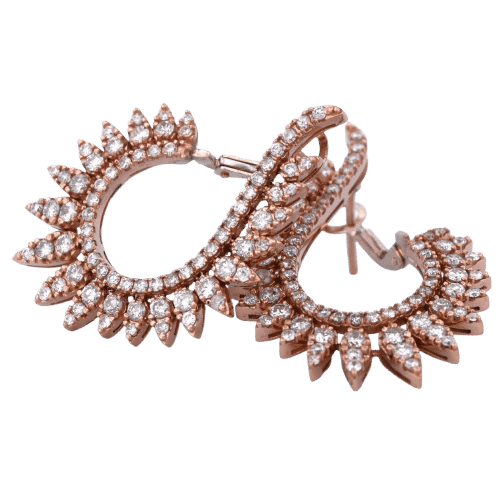 Boucles d'oreilles Boucles d’oreilles créoles pavées en or rose 18k et diamants 58 Facettes OR204