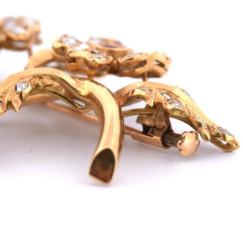 Broche Broche vintage en or jaune 18 carats avec rubis et diamants 58 Facettes SP18 (00229)