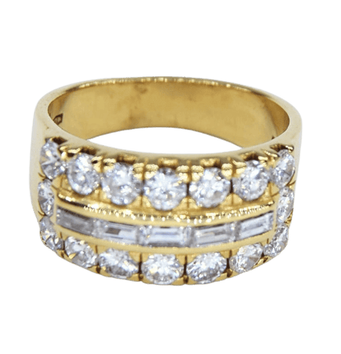 Bague 55 Bague bande en or jaune 18 kt et diamants 58 Facettes