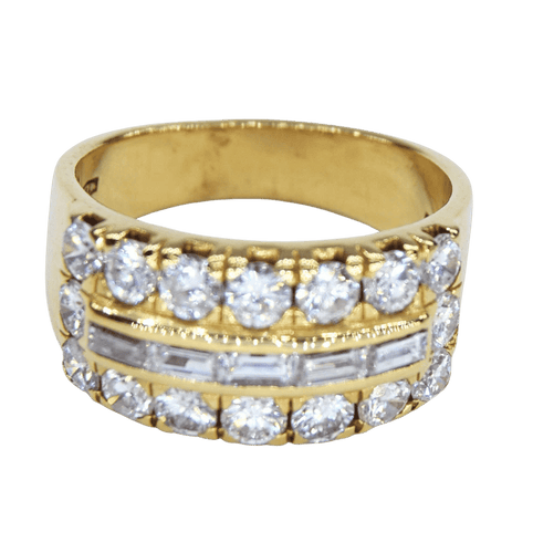 Bague 55 Bague bande en or jaune 18 kt et diamants 58 Facettes