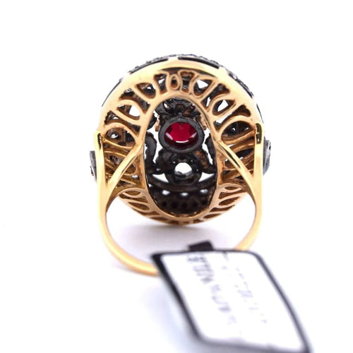 Bague 54 Bague Art déco en or jaune 18 carats, rubis et diamants 58 Facettes AN152