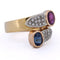 Bague 54 Bague vintage - Bypass en or 18 kt avec rubis, saphir et diamants 58 Facettes AN24 '(00019)