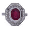 Bague 54 Bague Art déco en or blanc 18 Kt avec rubis et diamants 58 Facettes AN107 (0589)