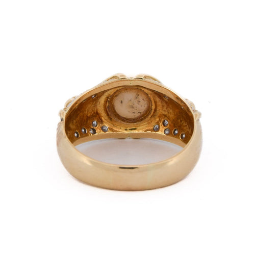 Bague 56 Bague en or jaune 18 carats avec corail rose et diamants 58 Facettes AN47