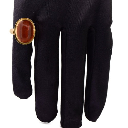 Bague 50 Bague vintage en or jaune 18 ct avec cabochon d’ambre 58 Facettes AN170 '(0789)