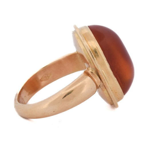 Bague 50 Bague vintage en or jaune 18 ct avec cabochon d’ambre 58 Facettes AN170 '(0789)