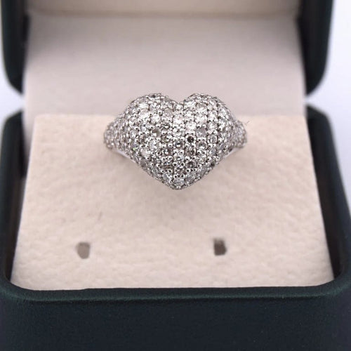 Bague 54 Bague cœur en or blanc 18 carats et diamants 58 Facettes