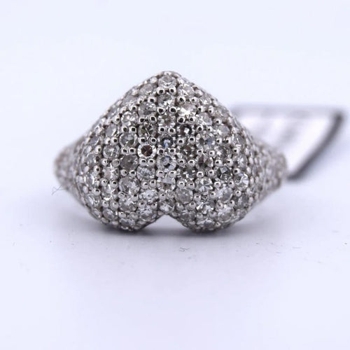 Bague 54 Bague cœur en or blanc 18 carats et diamants 58 Facettes