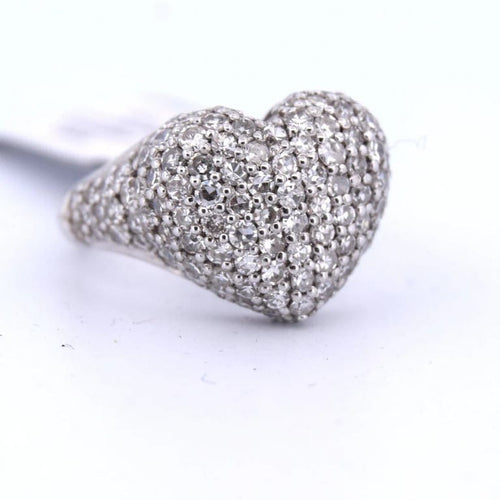 Bague 54 Bague cœur en or blanc 18 carats et diamants 58 Facettes