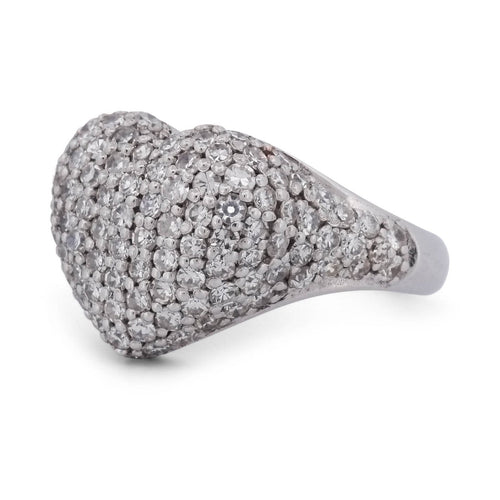 Bague 54 Bague en or blanc 18 carats en forme de cœur et diamants 58 Facettes AN76 (00519)