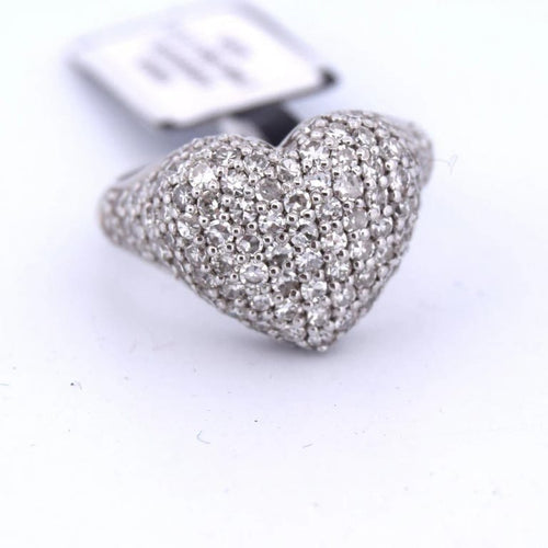 Bague 54 Bague cœur en or blanc 18 carats et diamants 58 Facettes