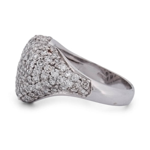 Bague 54 Bague en or blanc 18 carats en forme de cœur et diamants 58 Facettes AN76 (00519)
