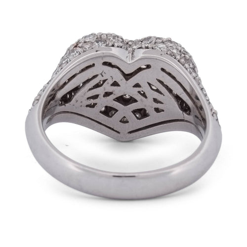Bague 54 Bague en or blanc 18 carats en forme de cœur et diamants 58 Facettes AN76 (00519)