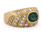 Bague 62 Bague vintage en or jaune 18 ct avec émeraude et diamants 58 Facettes AN187 '(00719)
