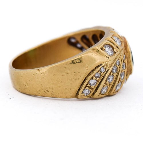 Bague 62 Bague vintage en or jaune 18 ct avec émeraude et diamants 58 Facettes AN187 '(00719)