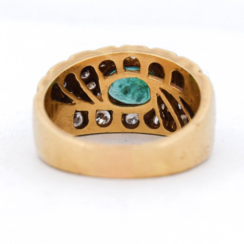 Bague 62 Bague vintage en or jaune 18 ct avec émeraude et diamants 58 Facettes AN187 '(00719)