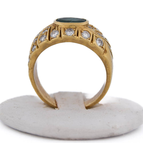 Bague 62 Bague vintage en or jaune 18 ct avec émeraude et diamants 58 Facettes AN187 '(00719)
