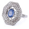 Bague 54 Bague Art déco en or blanc 18 carats, saphir et diamants 58 Facettes AN109 '(00019)