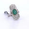 Bague 56 Bague Art déco en or blanc 18 carats avec émeraude et diamants 58 Facettes