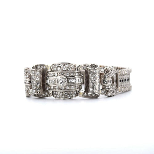 Bracelet Bracelet Art déco en platine et diamants taille ancienne 58 Facettes