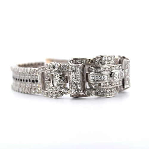 Bracelet Bracelet Art déco en platine et diamants taille ancienne 58 Facettes