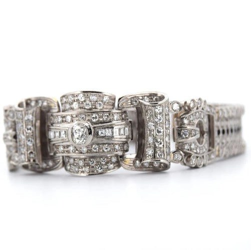 Bracelet Bracelet Art déco en platine et diamants taille ancienne 58 Facettes