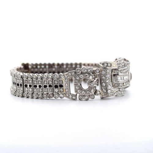 Bracelet Bracelet Art déco en platine et diamants taille ancienne 58 Facettes