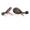 Boucles d'oreilles Boucles d'oreilles en or rose 14 ct, argent, turquoise et diamants 58 Facettes OR72 (00029)