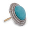 Bague 57 Bague vintage en ors blanc et jaune 18k, turquoise et diamants 58 Facettes AN224 (00519)