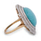 Bague 57 Bague vintage en ors blanc et jaune 18k, turquoise et diamants 58 Facettes AN224 (00519)