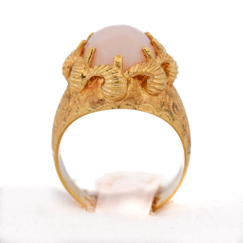 Bague 53 Bague cocktail vintage en or jaune 18 kt et corail rose 58 Facettes AN255 '(0799)