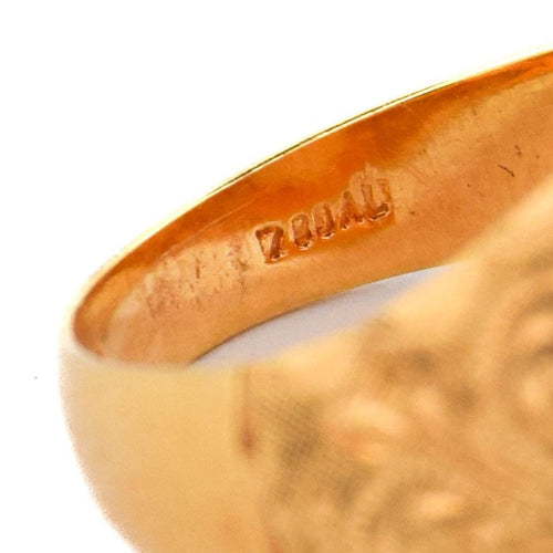 Bague 53 Bague cocktail vintage en or jaune 18 kt et corail rose 58 Facettes AN255 '(0799)
