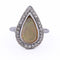 Bague 54 Bague Art déco en or blanc 18 ct avec opale et diamants 58 Facettes AN100 (0069)