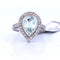 Bague 54 Bague en or blanc 18 carats avec aigue-marine et diamants 58 Facettes