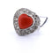 Bague 55 Bague cœur en or blanc 18 carats avec corail et diamants 58 Facettes AN41