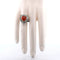 Bague 55 Bague cœur en or blanc 18 carats avec corail et diamants 58 Facettes AN41