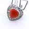 Bague 55 Bague cœur en or blanc 18 carats avec corail et diamants 58 Facettes AN41