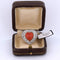 Bague 55 Bague cœur en or blanc 18 carats avec corail et diamants 58 Facettes AN41