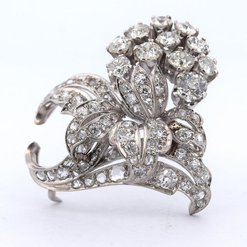 Broche Broche ancienne à motif floral en platine 950 et diamants 58 Facettes SP1 ‘(00529)