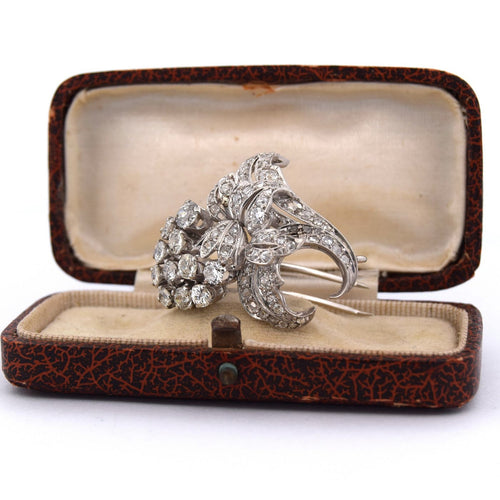 Broche Broche ancienne à motif floral en platine 950 et diamants 58 Facettes SP1 ‘(00529)