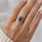 Bague 50 Bague vintage en or blanc, saphir synthétique et diamants 58 Facettes AN236 '(00029)