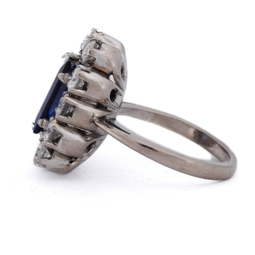 Bague 50 Bague vintage en or blanc, saphir synthétique et diamants 58 Facettes AN236 '(00029)