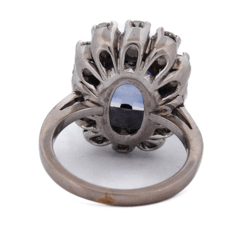 Bague 50 Bague vintage en or blanc, saphir synthétique et diamants 58 Facettes AN236 '(00029)