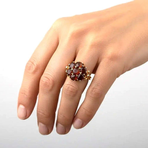 Bague 55 Bague vintage en or jaune 18 carats et quartz 58 Facettes AN281_112-280 (0089)