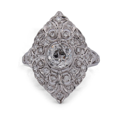 Bague 54 Art Nouveau - Bague en or blanc 18k et diamants 58 Facettes AN215_112-334 (00829)