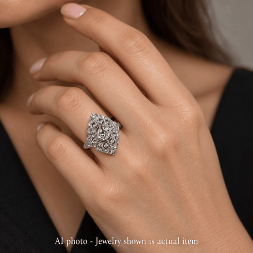 Bague 54 Art Nouveau - Bague en or blanc 18k et diamants 58 Facettes AN215_112-334 (00829)