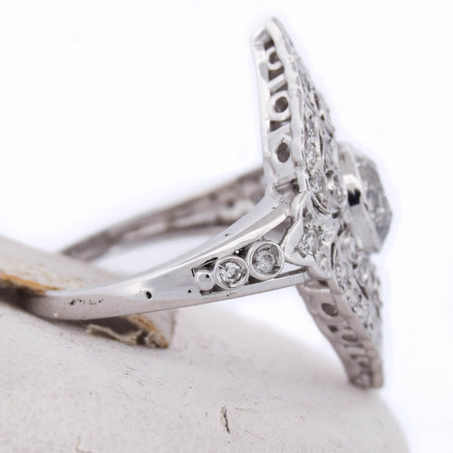 Bague 54 Bague Art nouveau - diamants en or blanc 18 carats 58 Facettes AN215 '(00829)